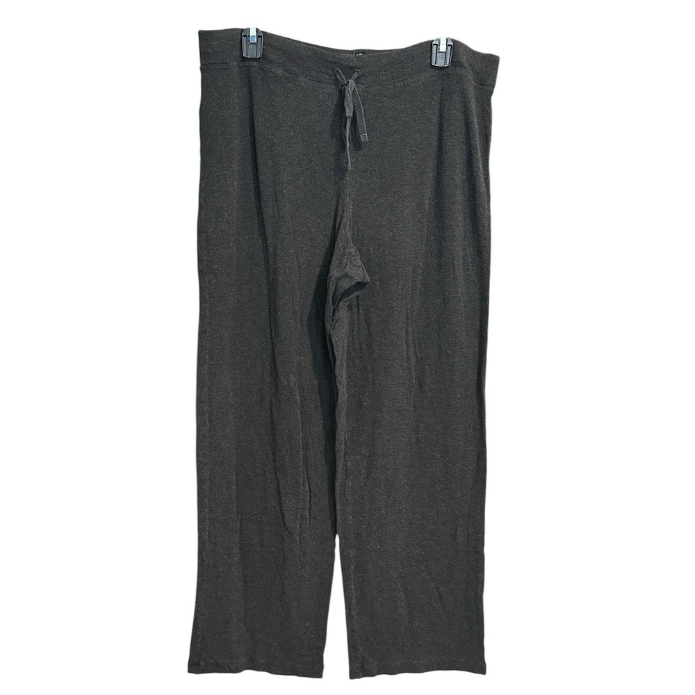 Eileen Fisher Straight Wide Leg Jersey Pants Women's Large Black Stretch #E11-3